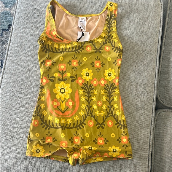 NWT Free People x Atmosea Meadow Surf retro floral boy short Bodysuit, M - Picture 5 of 12